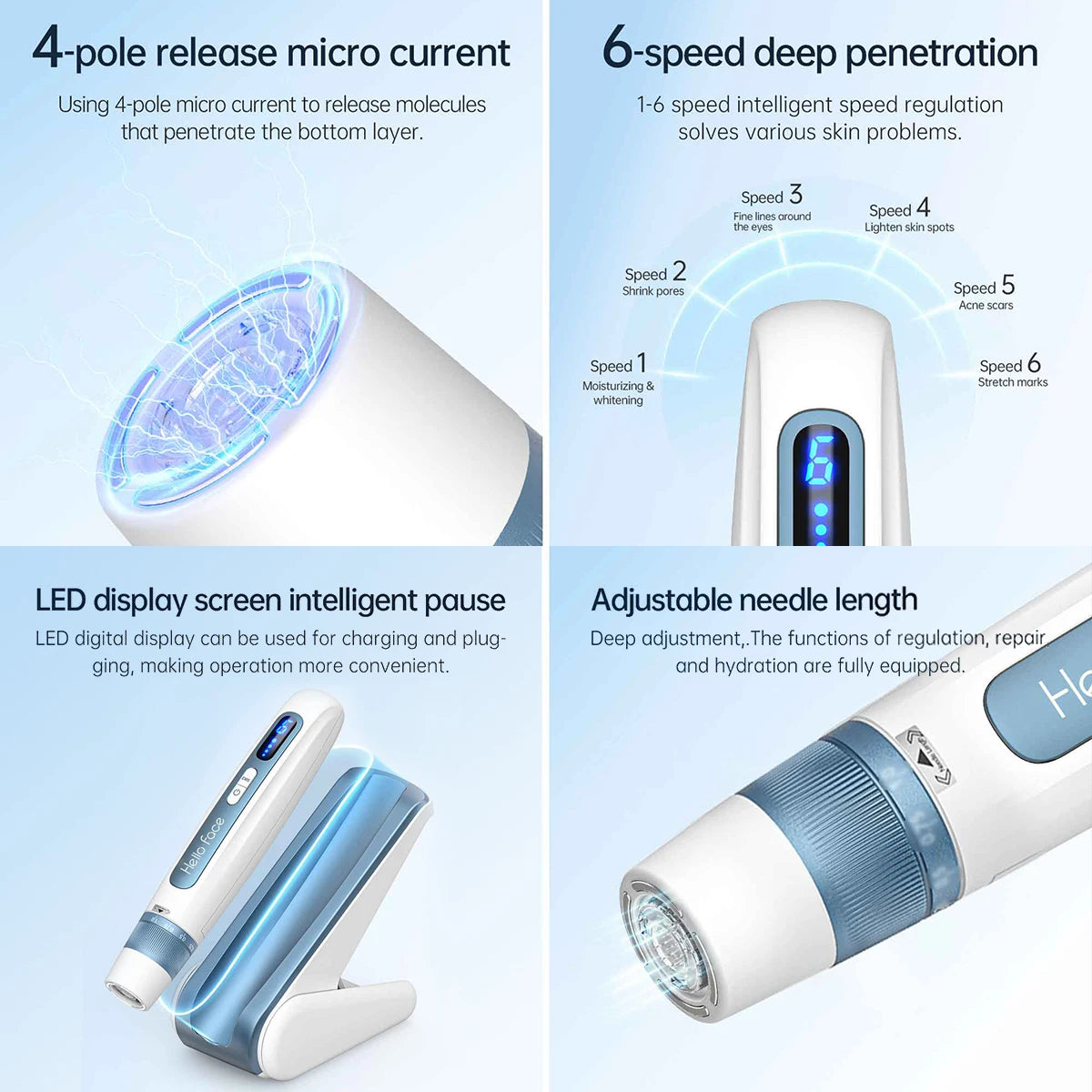 Hello Face 2-in-1 Hautpflegegerät – EMS & Microneedling